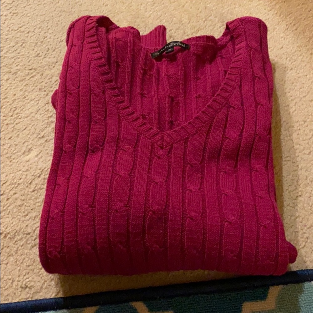 red sweater with engraved pattern